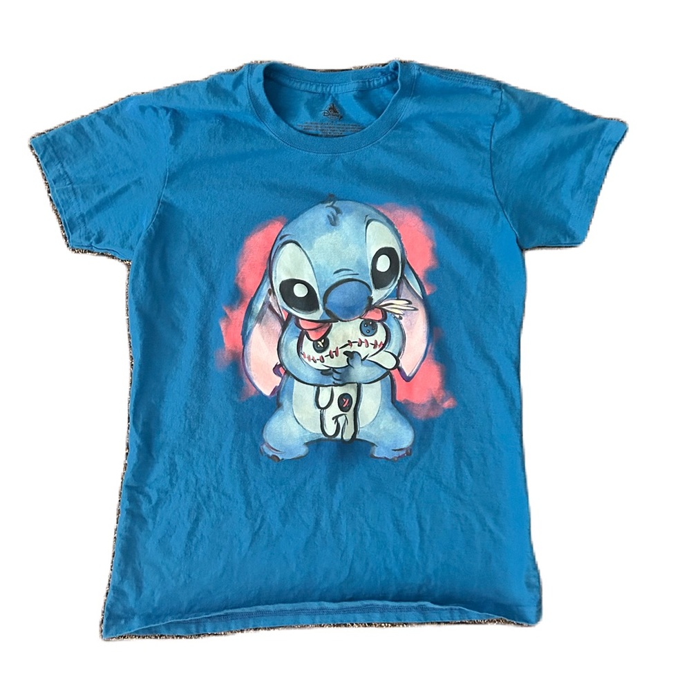 Disney Store Blue Stitch and Scrump T Shirt Women’s Size Large